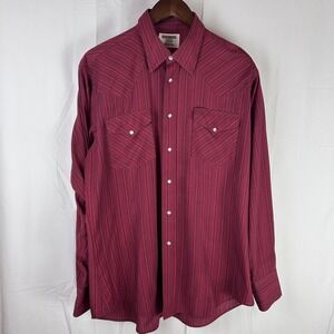 Vintage Ruddock Shirt Mens‎ Large Western Pearl Snap Striped Made USA 80s Rodeo